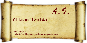 Altman Izolda névjegykártya